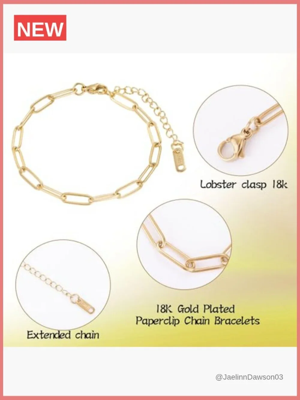 10 Piece Charm Bracelet Chain Kit for Jewelry Making, 6.3 Inch Paperclip Chain